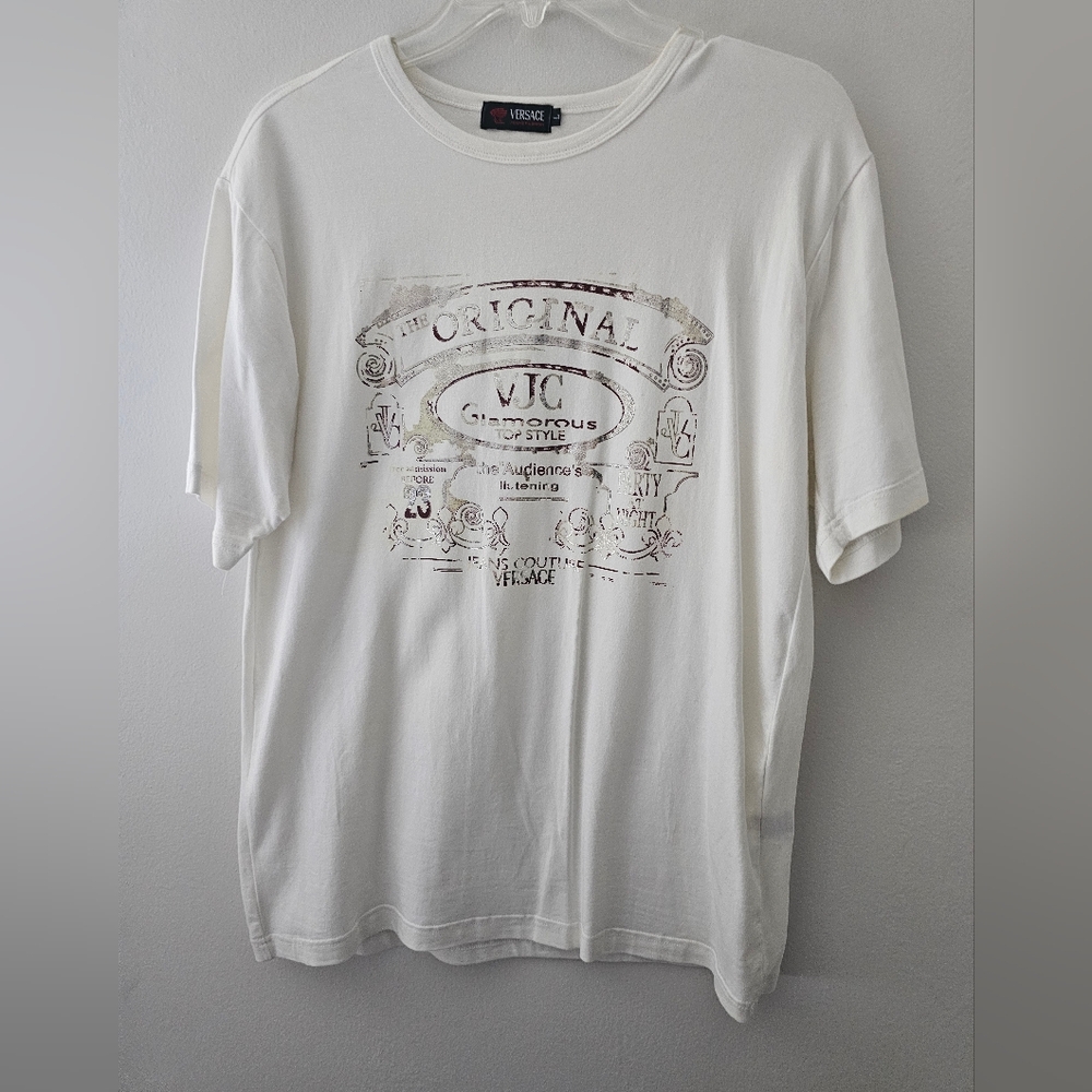 Men's White Short Sleeve T-Shirt Size L Used Excellent Condition Made in Italy